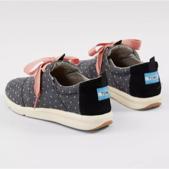 Like New Tom's Sz6.5 Lace Up Blue Canvas Del Rey Polka Dot Sneaker - Picture 2 of 9